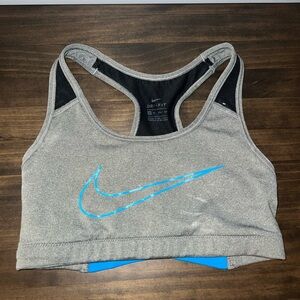 Nike Women's Gray and Blue Sports Bra